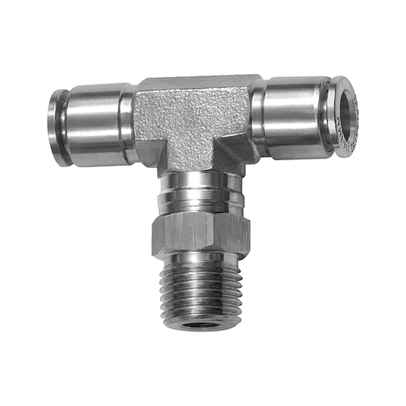 Rotatable T-plug fitting stainless steel 1.4404 135197 - Push-in T-fitting, push-in T-connection (pneumatics)
