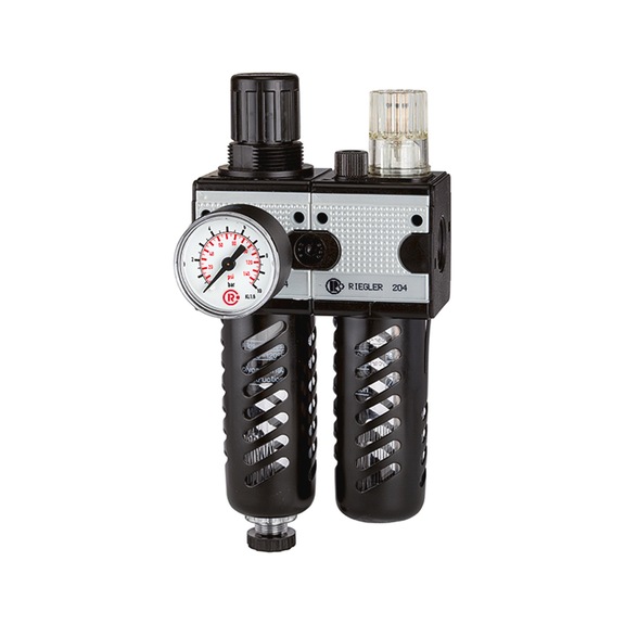 Two-piece multifix maintenance unit with polycarbonate container and protective cage 100573 - Two-part maintenance unit (pneumatics)