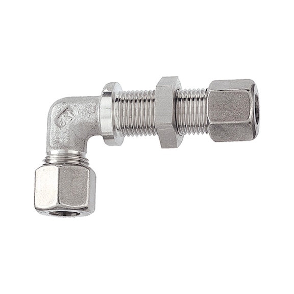 Angle bulkhead fitting stainless steel 1.4571 112453 - Elbow fitting (pneumatics)