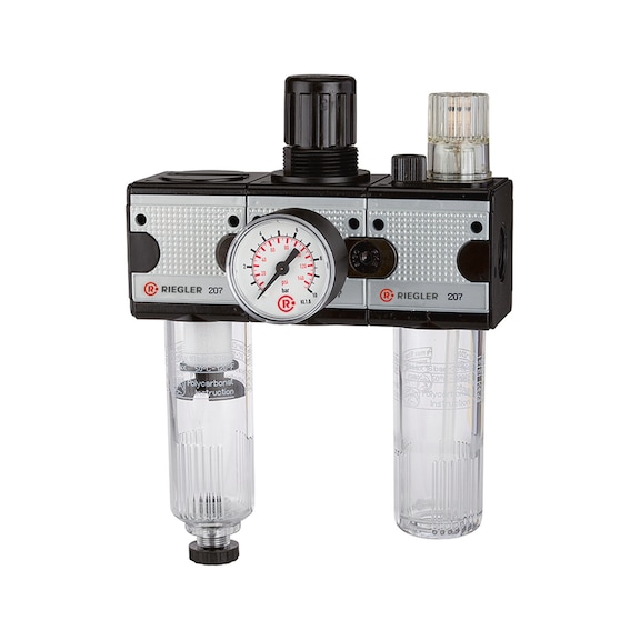 Wartungseinheit dreiteilig multifix mit Polycarbonatbehälter 100585 - Wartungseinheit dreiteilig (Pneumatik)