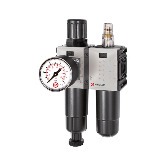 Two-piece FUTURA-mini maintenance unit with metal container and standard pressure gauge 142477 - Two-part maintenance unit (pneumatics)