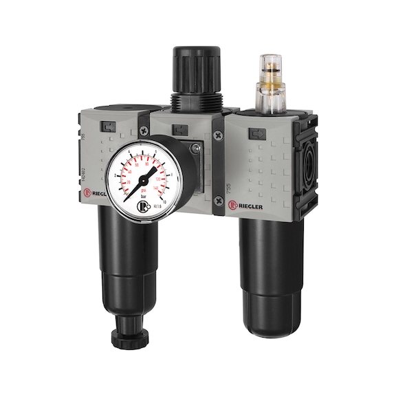 Three-piece FUTURA-mini maintenance unit with metal container and standard pressure gauge 142500 - Three-part maintenance unit (pneumatics)