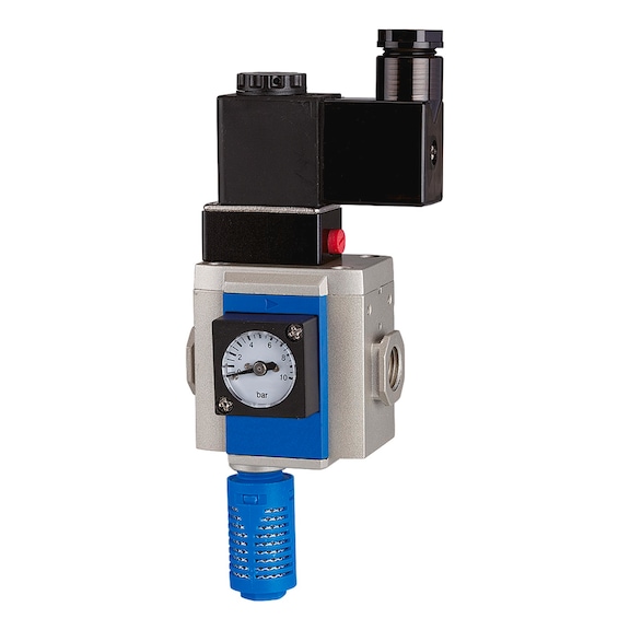 RIEGLER 3/2-way start-up valve G-mini with mounting bracket and silencer 116341 - Soft start valve (pneumatics)