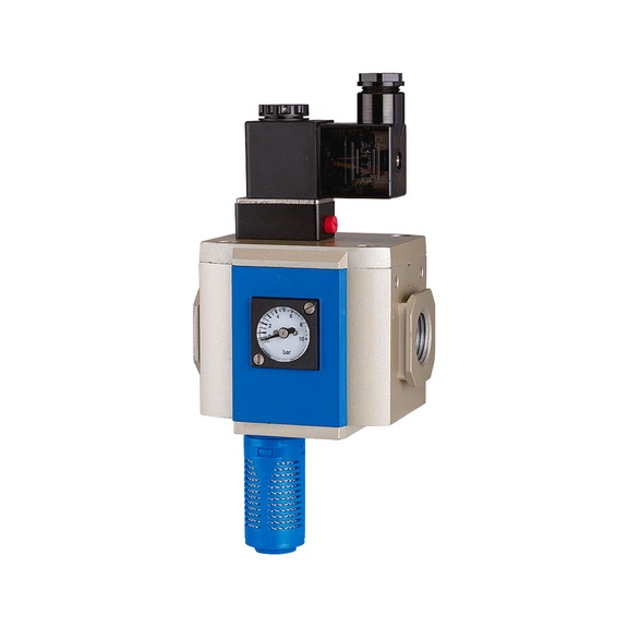 RIEGLER 3/2-way start-up valve G with retaining bracket and silencer 116352 - Soft start valve (pneumatics)