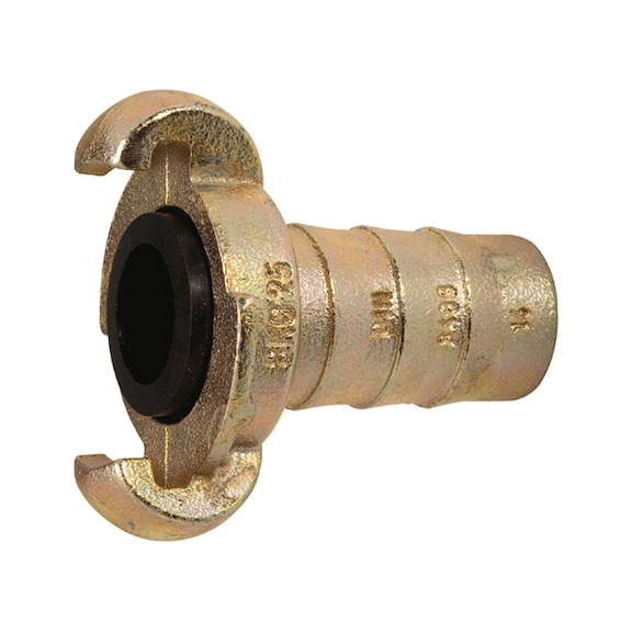 Claw coupling with hose connection malleable cast iron galvanised yellow passivated 107841 - Multi connectors (pneumatics)