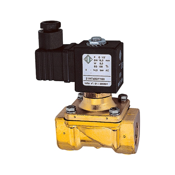 RIEGLER 2/2-way solenoid valve brass forced-controlled 102906 - Force-controlled solenoid valve