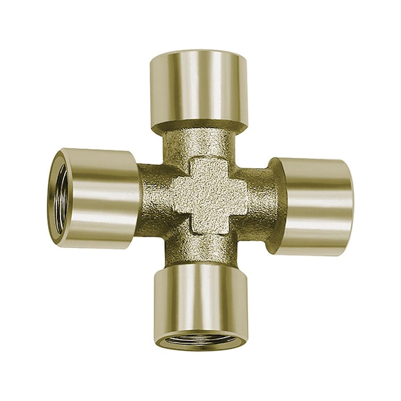 Cross piece 4x inside nickel-plated brass 112799 - Manifold (pneumatics)