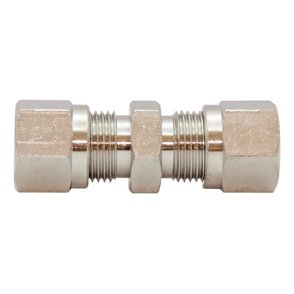 Straight screw connection nickel-plated brass 111992 - Quick-lock with cap nut (pneumatics)