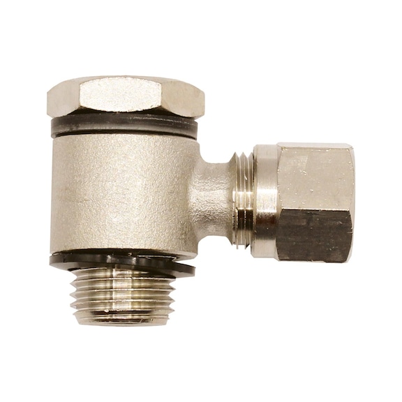 Schwenkbare Winkel-Verschraubung Messing vernickelt 112003 - Winkelverschraubung (Pneumatik)