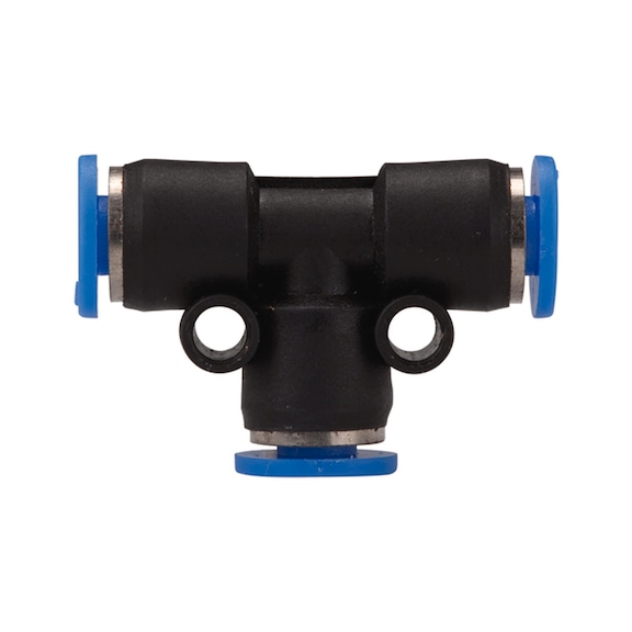 T-Steckverbindung Blaue Serie mini Kunststoff Messing vernickelt 109095 - T-Steckverschraubung, T-Steckverbindung (Pneumatik)