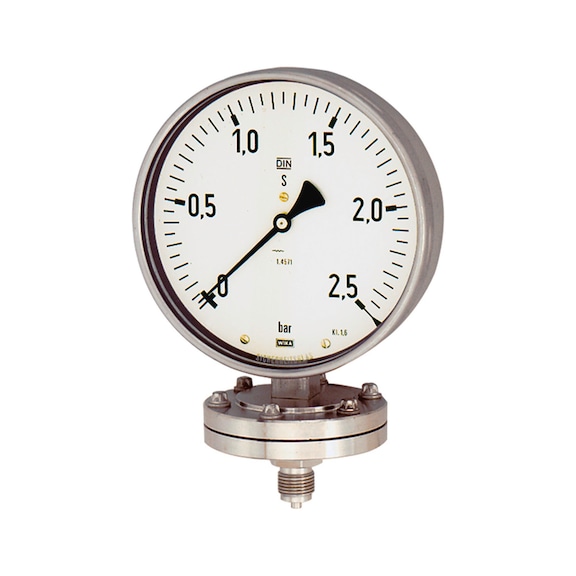 Diaphragm pressure gauge chemical version connection radial bottom G 1/2 102593 - Pressure gauge