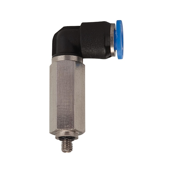 L-plug fitting Blue Series mini plastic nickel-plated brass 109043 - Push-in L-fitting, push-in L-connection (pneumatics)