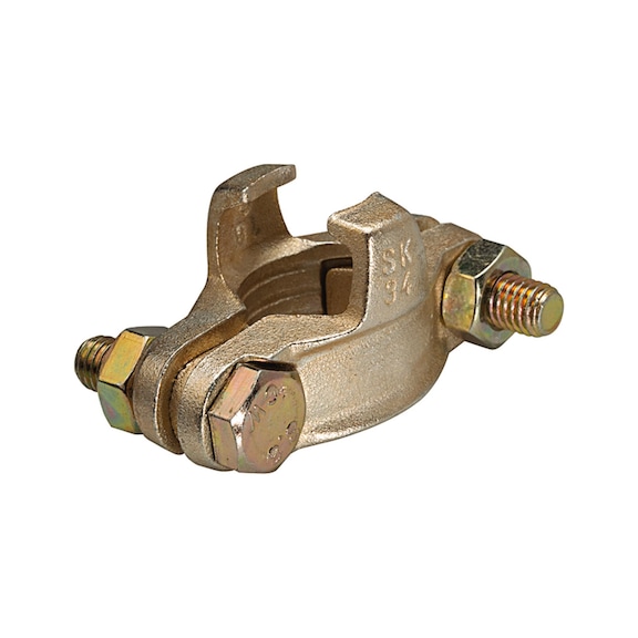 Two-piece malleable cast iron hose clamp with loose tongues and locking claws 107904 - Tube clamp (pneumatics)