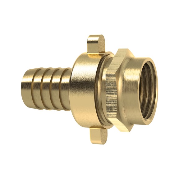 3/3 Standpipe screw connection flat sealing polished brass 146220 - Quick-lock with cap nut (pneumatics)