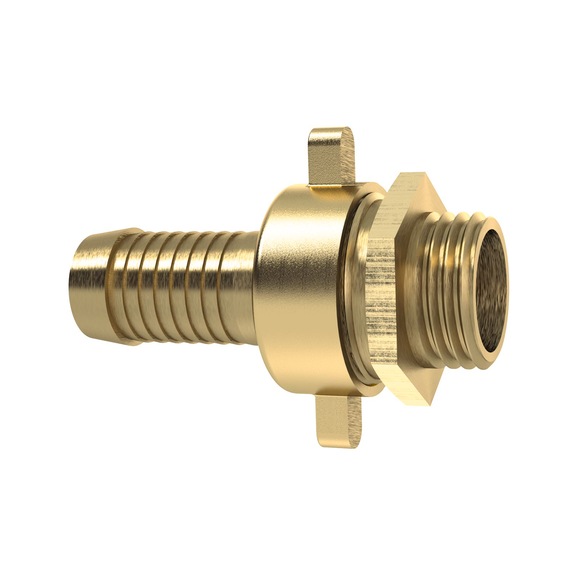 3/3 Standpipe fitting flat sealing bright brass 146217 - Quick-lock with cap nut (pneumatics)