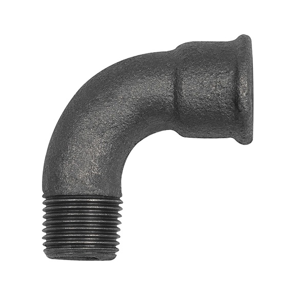 Elbow 1a 90 degrees short malleable cast iron black 133581 - Angle joint, arch joint (installation)
