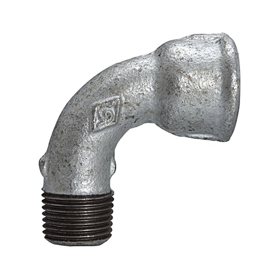 Elbow 1a short 90 degrees black malleable cast iron hot-dip galvanised 112844 - Angle joint, arch joint (installation)