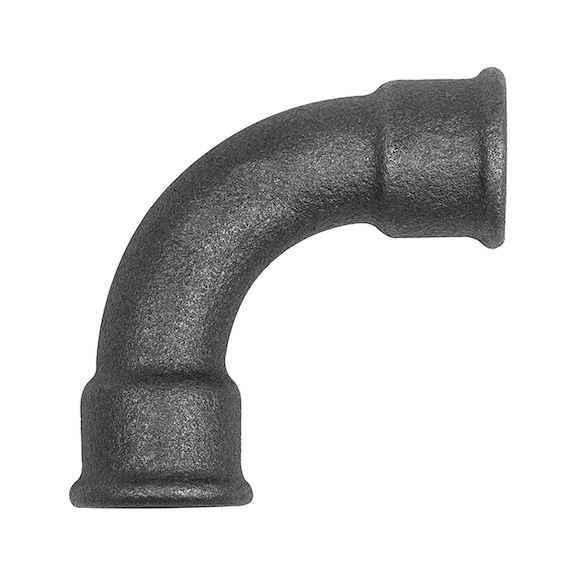 Elbow 2 90 degrees long malleable cast iron black 133595 - Angle joint, arch joint (installation)