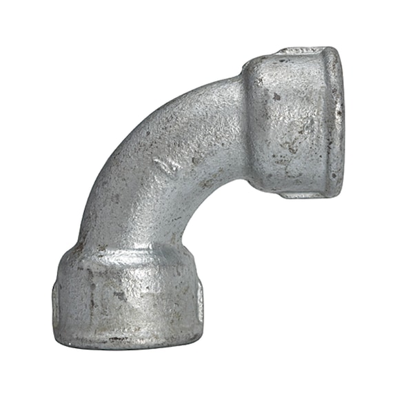 Elbow 2a short 90 degrees black malleable cast iron hot-dip galvanised 112861 - Angle joint, arch joint (installation)