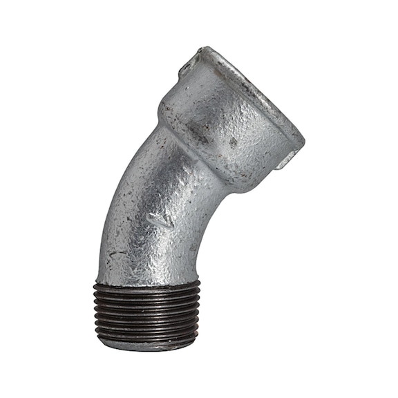 Bogen 40 45 Grad schwarzer Temperguss feuerverzinkt 112870 - Winkel, Bogen (Installation)