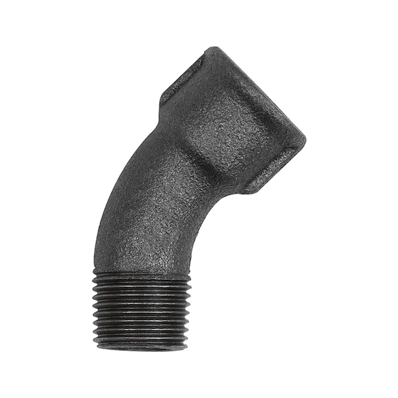 Elbow 40 45 degree malleable cast iron black 133609 - Angle joint, arch joint (installation)