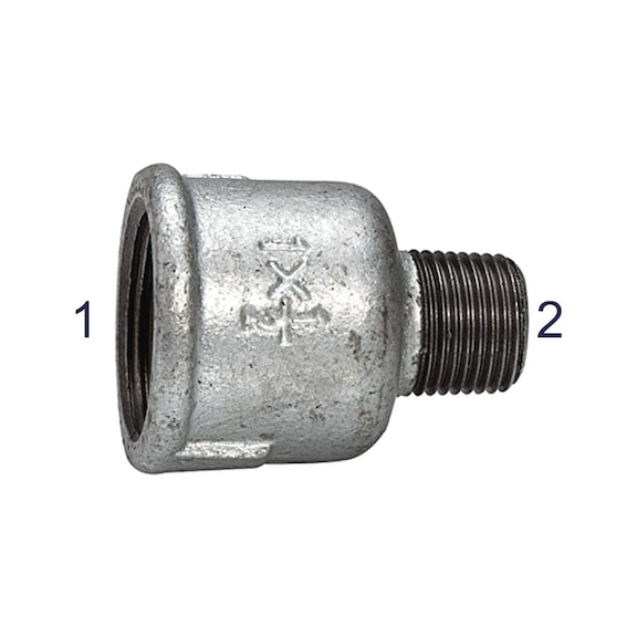 Reduziermuffe 246 schwarzer Temperguss feuerverzinkt 113119 - Muffe (Installation)