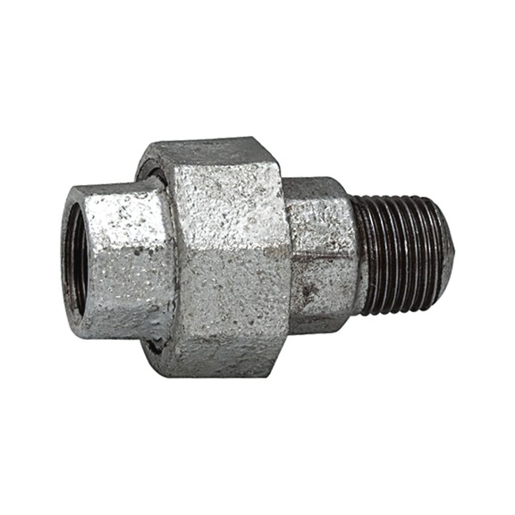 Screw fitting 331 flat sealing black malleable cast iron hot-dip galvanised 113172 - Screw joint (fitting, installation)