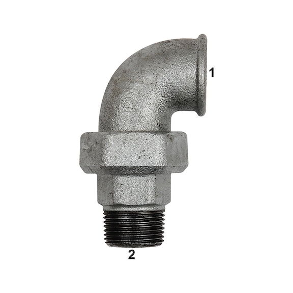 Screw connection bend 97 flat sealing black malleable cast iron 112932 - Screw joint (fitting, installation)