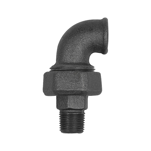Verschraubung Bogen 97 flach dichtend Temperguss schwarz 133648 - Verschraubung (Fitting, Installation)