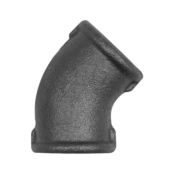 Elbow 120 45 degrees malleable cast iron black 133659 - Angle joint, arch joint (installation)