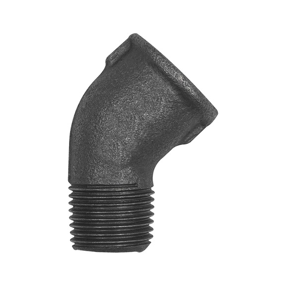 Elbow 121 45 degrees malleable cast iron black 133669 - Angle joint, arch joint (installation)