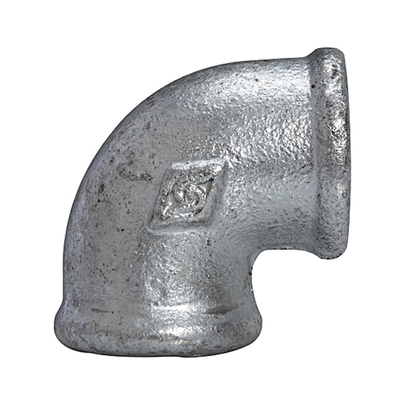 Elbow 90 90 degrees black malleable cast iron hot-dip galvanised 112895 - Angle joint, arch joint (installation)