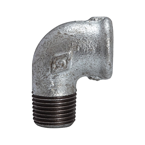 Elbow 92 90 degrees black malleable cast iron hot-dip galvanised 112908 - Angle joint, arch joint (installation)