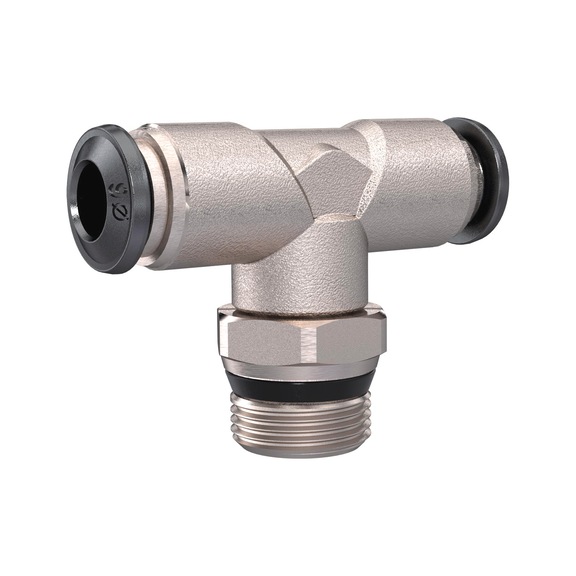 Universal short rotatable T-plug fitting nickel-plated brass 153314 - Push-in T-fitting, push-in T-connection (pneumatics)