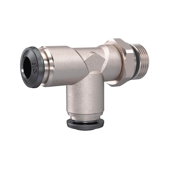 Universal short rotatable T-plug fitting nickel-plated brass 153319 - Push-in T-fitting, push-in T-connection (pneumatics)