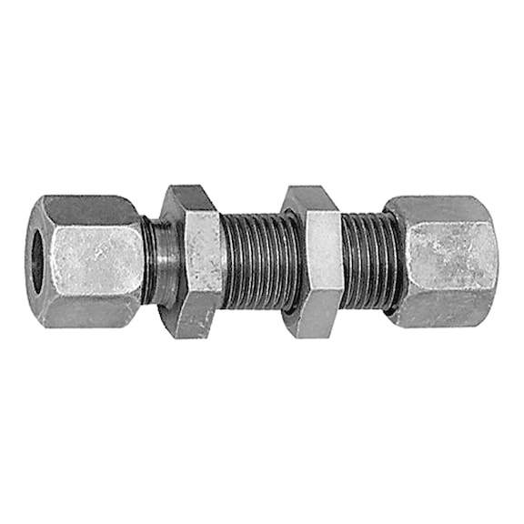 Straight bulkhead fitting galvanised steel 112209 - Quick-lock with cap nut (pneumatics)