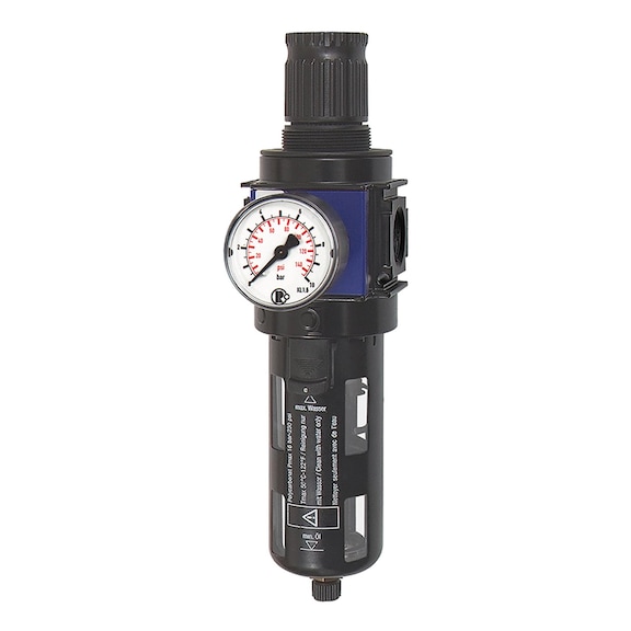 Variobloc filter regulator with polycarbonate container protective basket and pressure gauge 124787 - Filter regulator (pneumatics, unspecified)