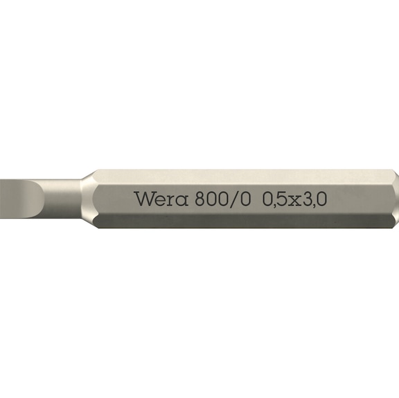 WERA Slotted Bit 800/0 Micro 0.50 x 3.0 x 30 mm 05058105001 - Bits for slotted screws 800/0 Micro