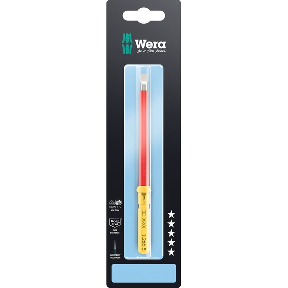WERA Wechselklinge für Schlitzschrauben KK VDE 3060 i 12x65mm TIE SB 05006576001 - Wechselklinge Kraftform Kompakt VDE 3060 i Take it easy SB Edelstahl