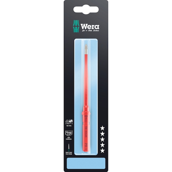 WERA Interchangeable blade for Phillips screws KK VDE 3062 iS PH 1 TIE SB 05006580001 - Interchangeable blade Kraftform Kompakt VDE 3062 iS Take it easy SB stainless steel