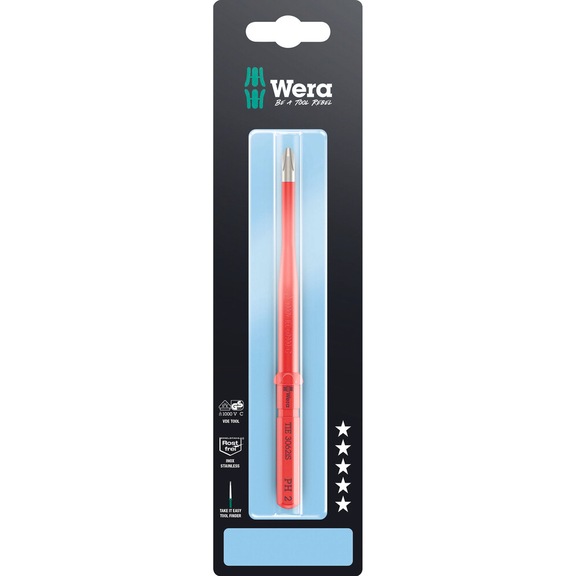 WERA Interchangeable blade for cross-recess screws KK VDE 3062 iS PH 2 TIE SB 05006581001 - Interchangeable blade Kraftform Kompakt VDE 3062 iS Take it easy SB stainless steel