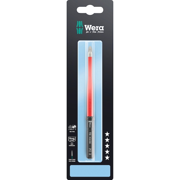 WERA Interchangeable blade for screwdrivers KK VDE 3065 iS PZ 2 x 157mm TIE SB 05006583001 - Interchangeable blade Kraftform Kompakt VDE 3065 iS PZ Take it easy SB stainless steel