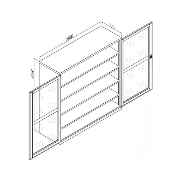 开门柜，尺寸：1800*600*1800。按图制作 - 开门柜