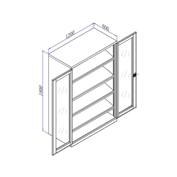 Open-door/shelf cabinet, dimensions: 1200×600×1800. Manufactured as per drawing. - 