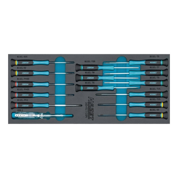 HAZET Electronic screwdriver set 163-517/15N, 15-piece - Tool assortment