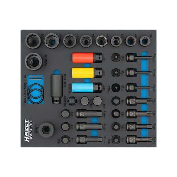 Schlag- Maschinenschrauber Steckschlüssel Satz 163-612/40 40-teilig - Werkzeugsortiment