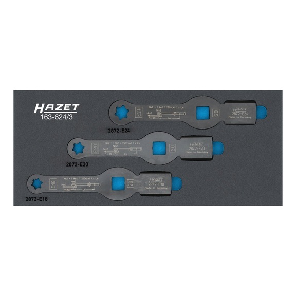 HAZET Schlag-Ringschl&uuml;ssel Satz 163-624/3 3/4 Zoll (20 mm) Vierkant Au&szlig;en TX 3-teilig - Steckschl&uuml;sselsatz