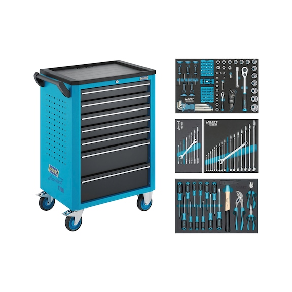 HAZET Assistent 176N-7 workshop trolley, 176N-7/147 range, 147-piece set - Workshop trolley