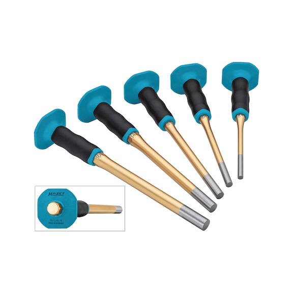 HAZET Splint driver set with hand guard, long 751LHS/5-1, 5-piece - Pin driver set