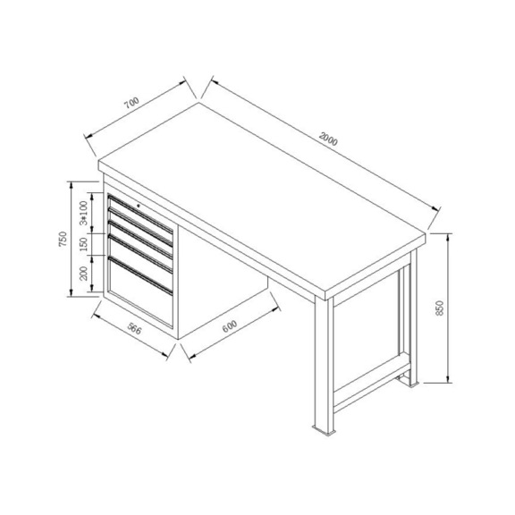 工作台2000*700*850mm - 工作台2000*700*850mm